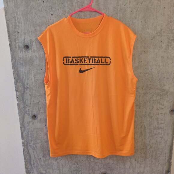 Nike Mens Large Orange Basketball Tank Top Drifit Gym Run Active - Picture 1 of 6